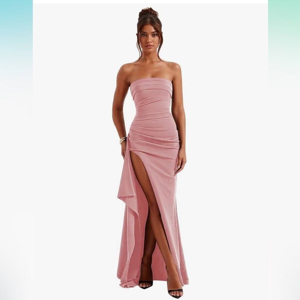 Elegant Pink Strapless Dress